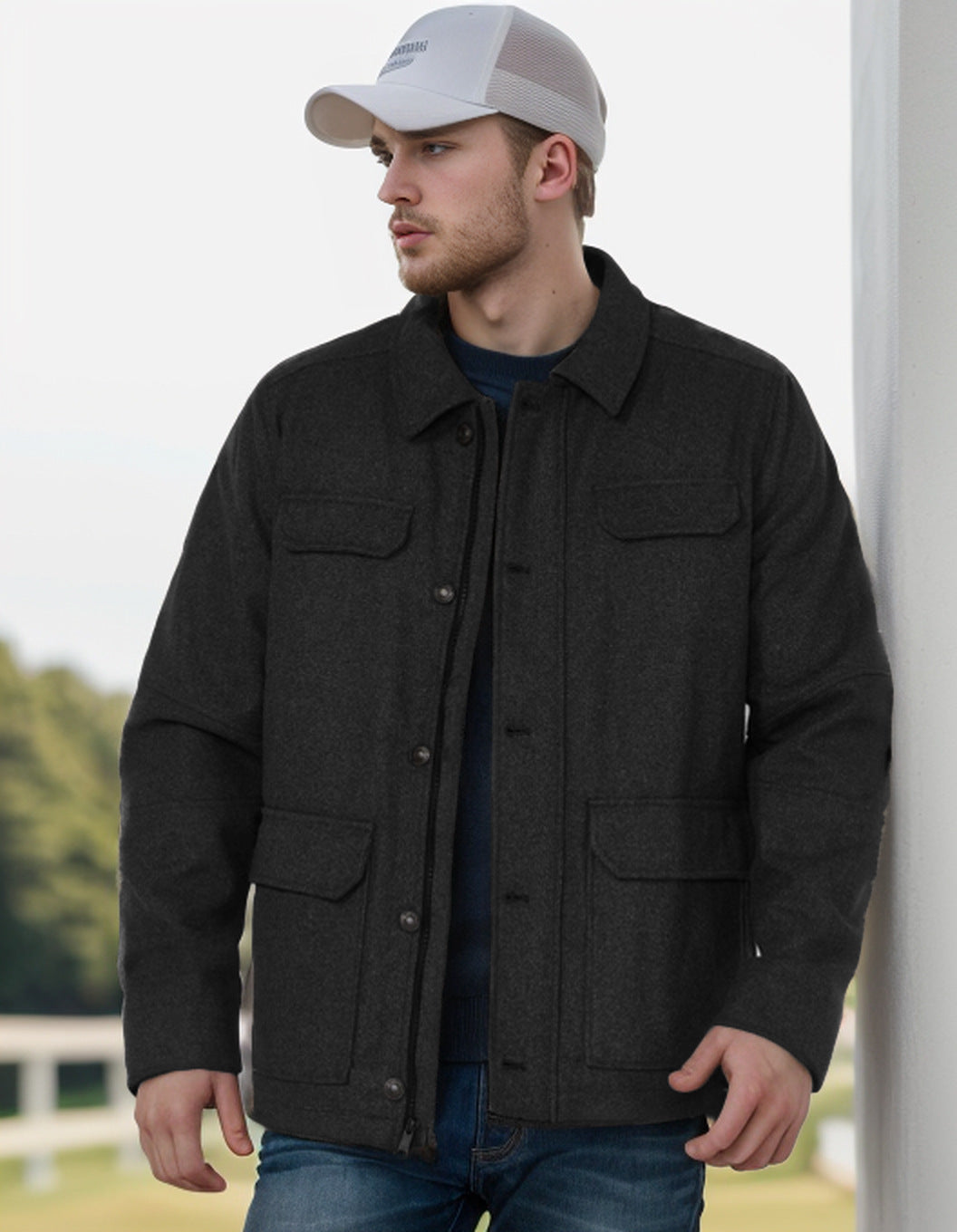 Herren modische Jacke mit praktischen Taschen Drune