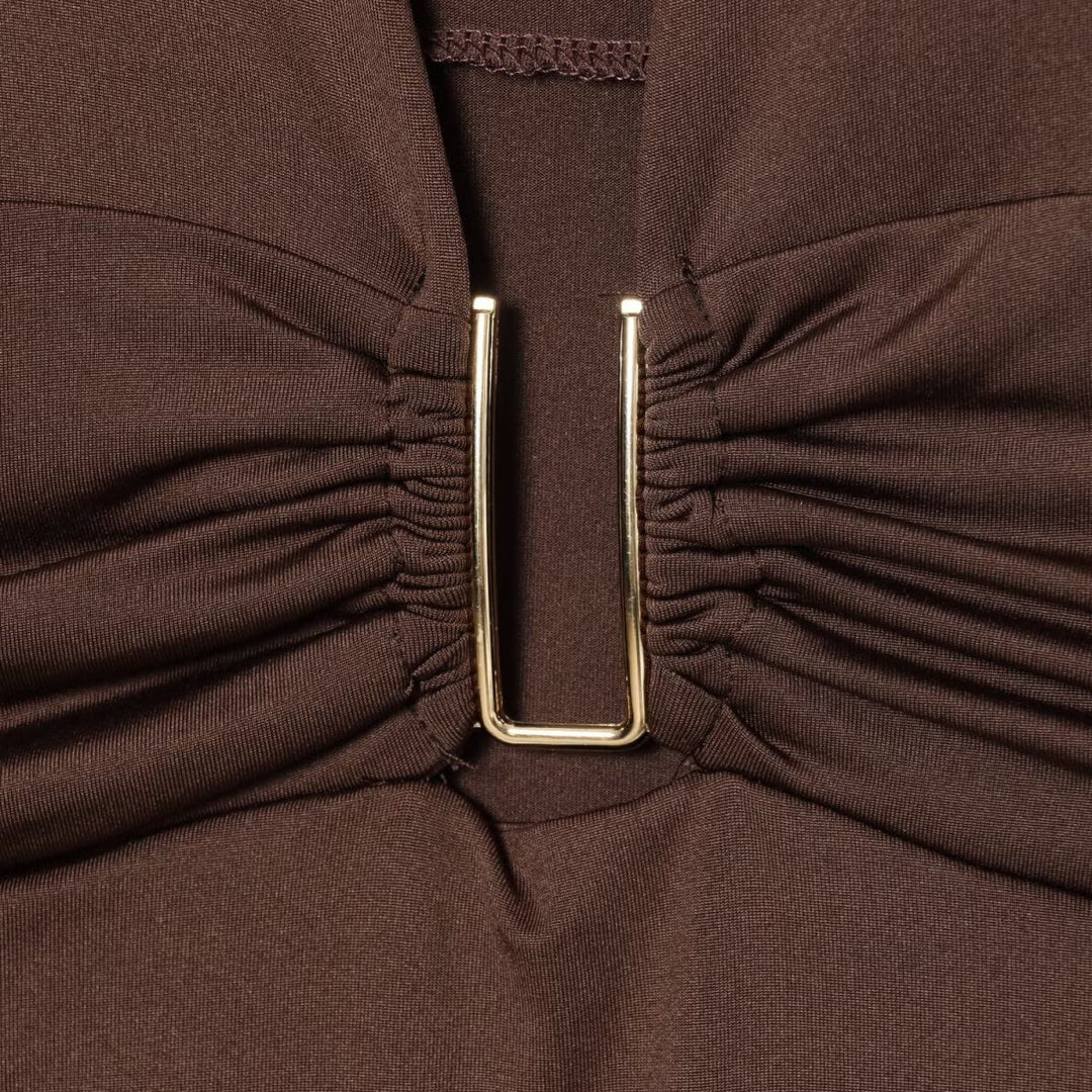 Damen Body mit elegantem V-Ausschnitt und dezenter Raffungsdetail Drune