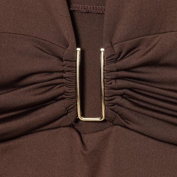 Damen Body mit elegantem V-Ausschnitt und dezenter Raffungsdetail Drune