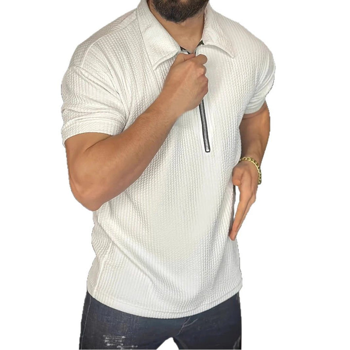 Herren Kurzarmpullover mit strukturiertem Design und modernem Reißverschluss Drune