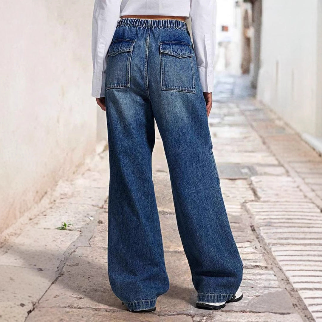 Damen Bequeme weit geschnittene Jeanshose im lässigen Urban-Style Drune