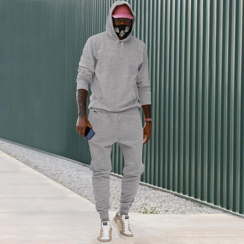 Herren nan lässiges Hoodie- und Jogging-Set aus French Terry mit Kängurutasche, gerippten Bündchen und elastischem Tunnelzugbund Drune