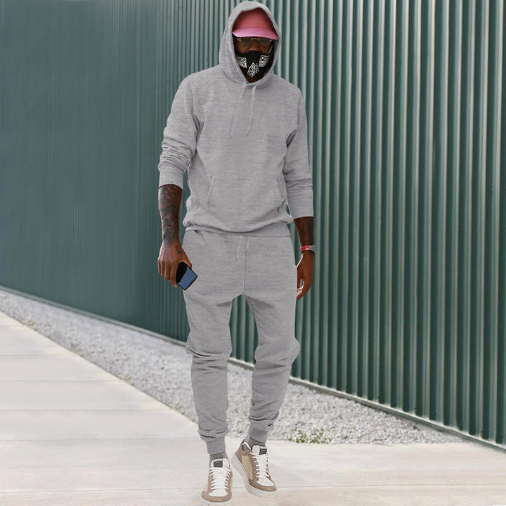 Herren nan lässiges Hoodie- und Jogging-Set aus French Terry mit Kängurutasche, gerippten Bündchen und elastischem Tunnelzugbund Drune