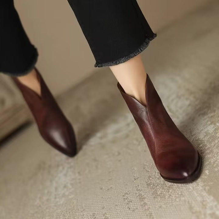 Damen nan spitze Chelsea-inspirierte Stiefelette mit asymmetrischem Schaft und mittelhohem Blockabsatz Drune