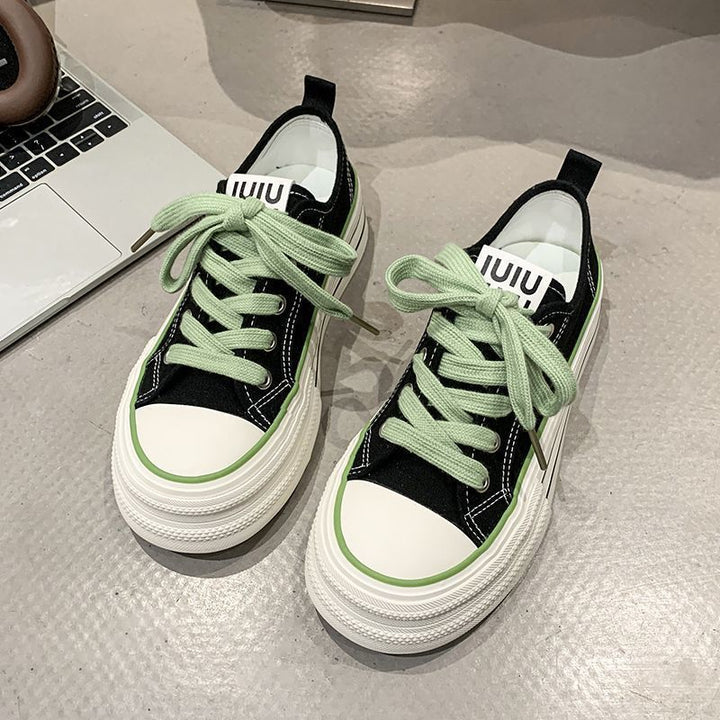Damen Canvas Sneakers mit kontrastierenden Details und bequemen Schnürsenkeln Drune