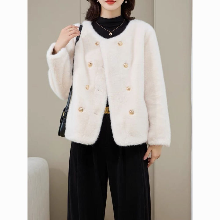 Damen Modische Softjacke mit eleganten Knöpfen Drune