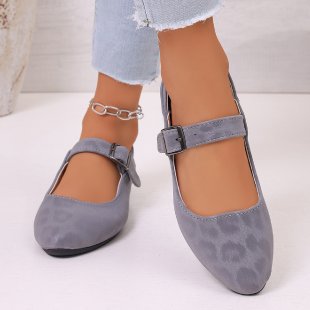 Damen nan elegante Mary-Jane-Ballerina mit verstellbarem Komfortriemen, gepolstertem Fußbett und dezenter Animal‑Prägung Drune