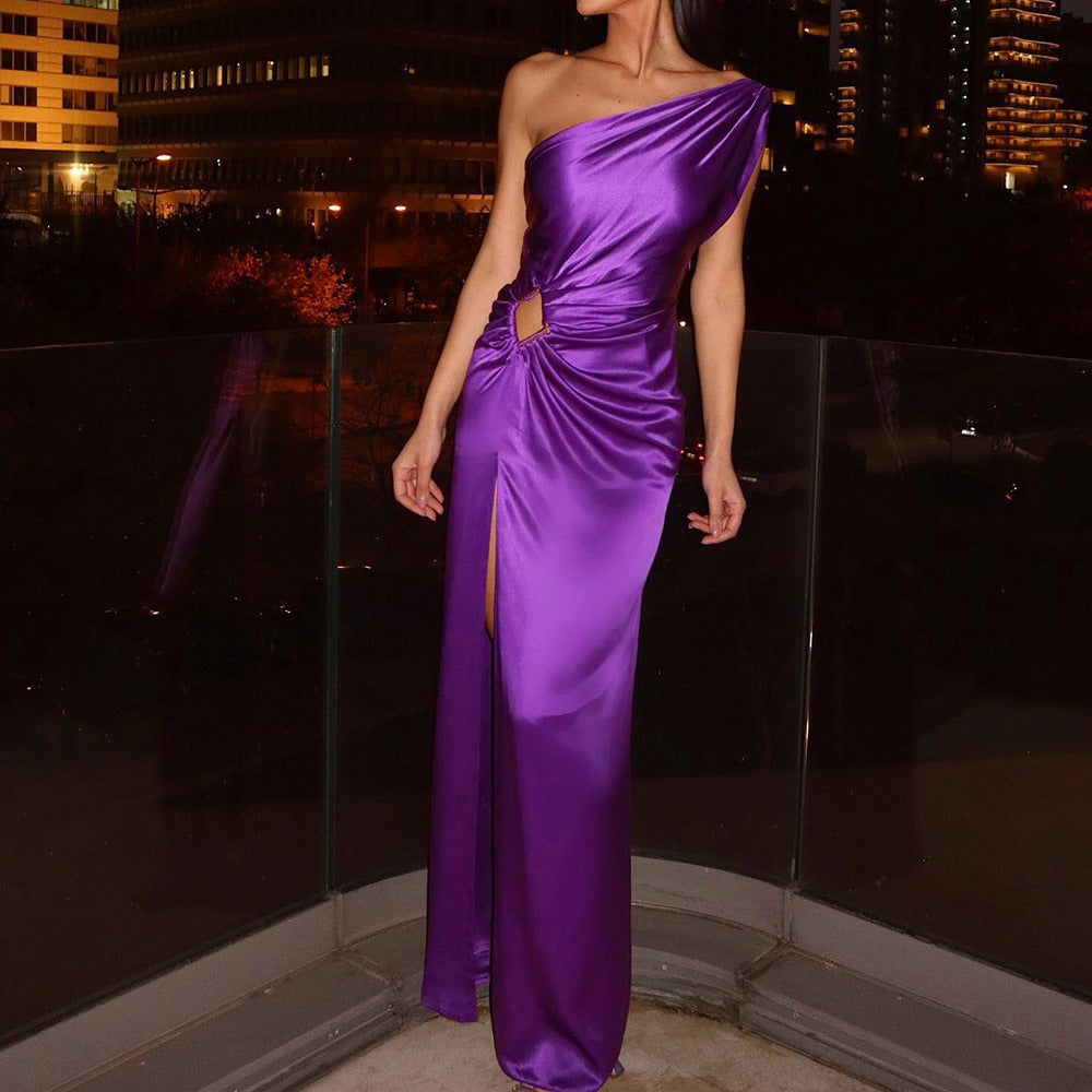 Damen glamouröses Abendkleid mit asymmetrischem Schnitt und schimmerndem Effekt Drune