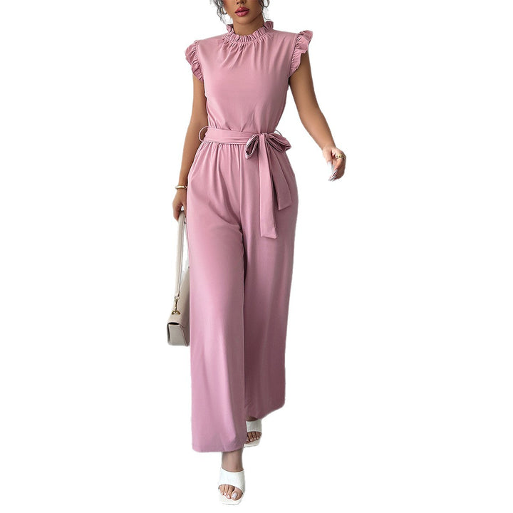 Damen Eleganter Jumpsuit mit Rüschendetails und Rückenausschnitt Drune