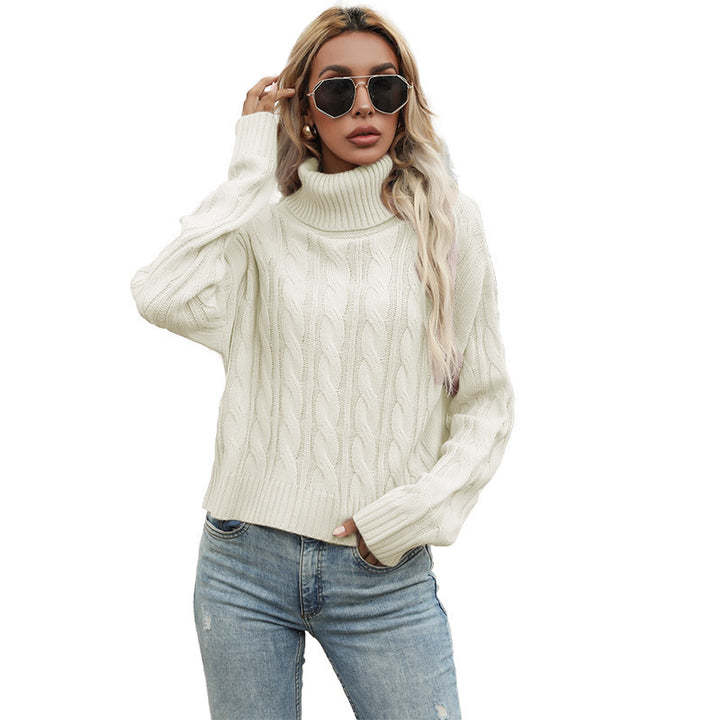 Damen Grobstrickpullover mit hochgeschlossenem Kragen und lockerer Passform Drune