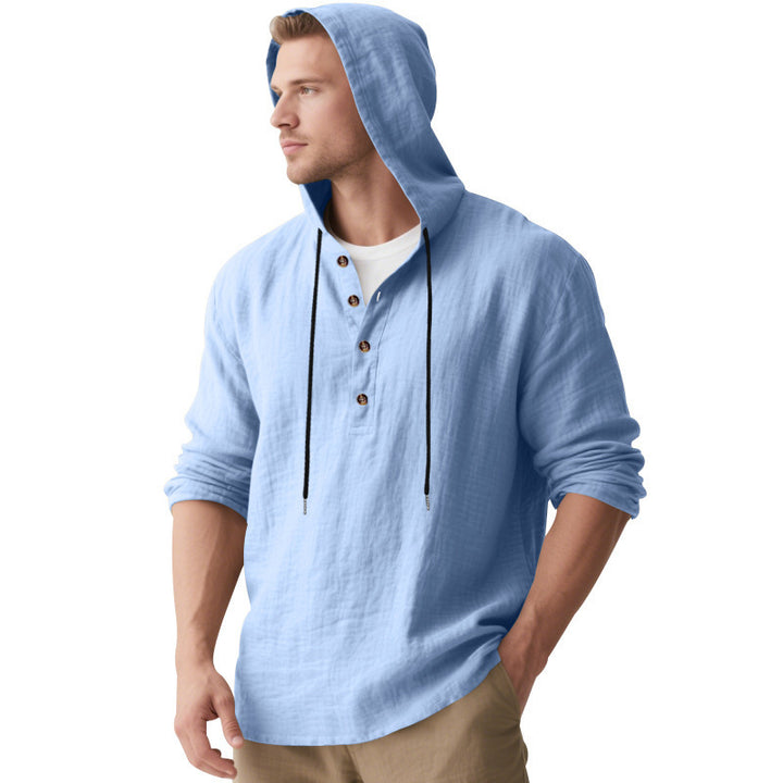 Herren Kapuzenshirt mit Knopfleiste und lässigem Schnitt Drune