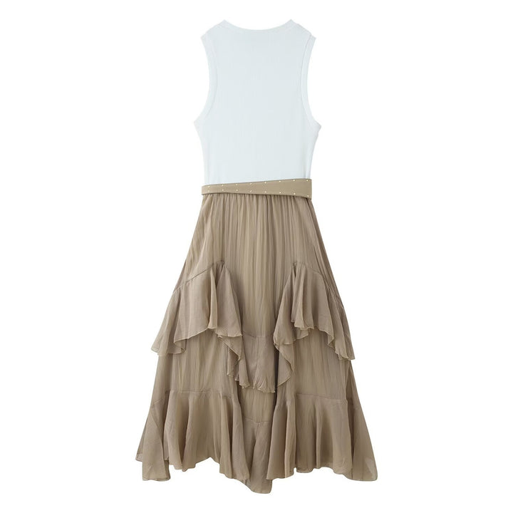 Damen Maxikleid mit raffiniertem Rüschendesign und elegantem Gürtel Drune
