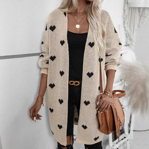 Damen Strickjacke mit Herzmuster und lässiger Passform Drune