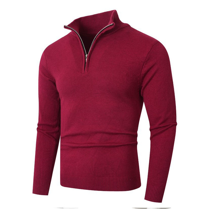 Herren Pullover mit modernem halben Reißverschluss und feiner Rippenstruktur Drune