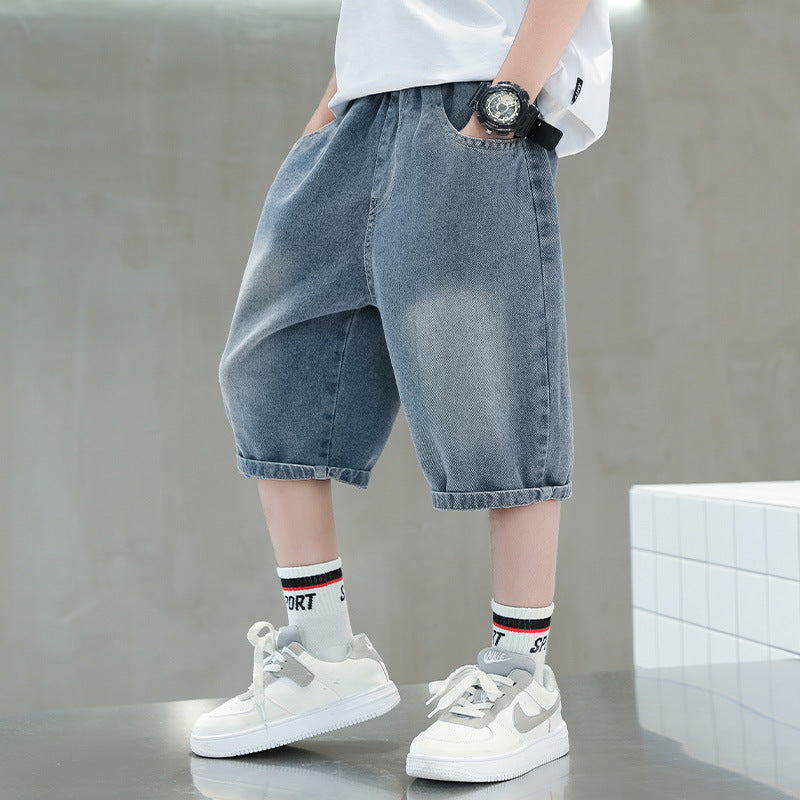 Jungen lässige Denim-Shorts mit exklusivem Stickdesign Drune