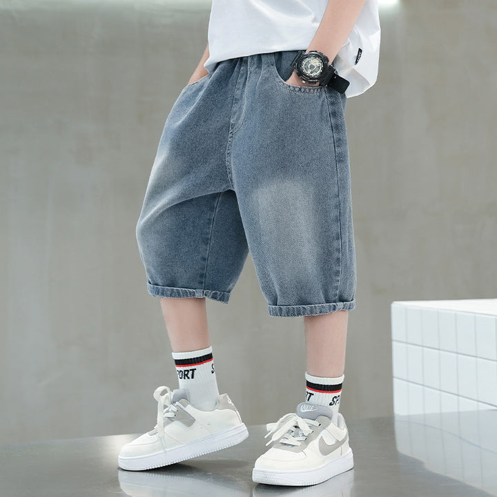 Jungen lässige Denim-Shorts mit exklusivem Stickdesign Drune