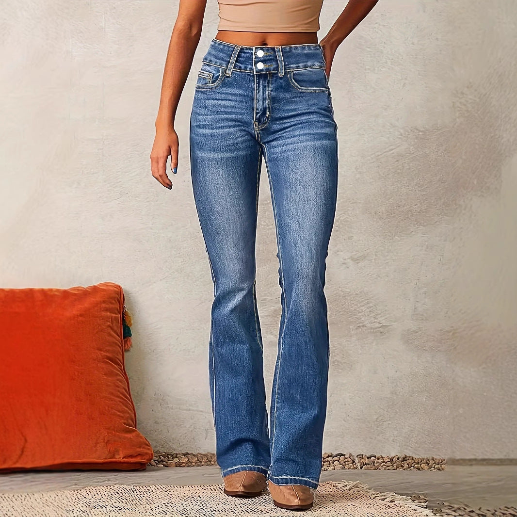 Damen Bootcut Jeans mit hohem Bundle und modischen Details Drune