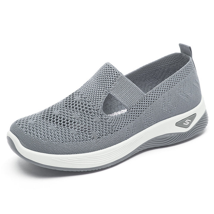 Damen nan leichter gestrickter Slipper-Sneaker mit elastischem Mittelriemen und ergonomischer Memory-Komfortsohle Drune