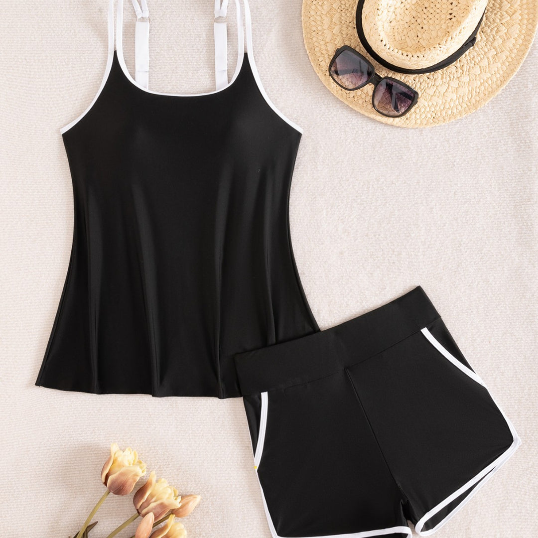 Damen Sport-Badeanzug-Set mit lässigem Oberteil und Shorts Drune
