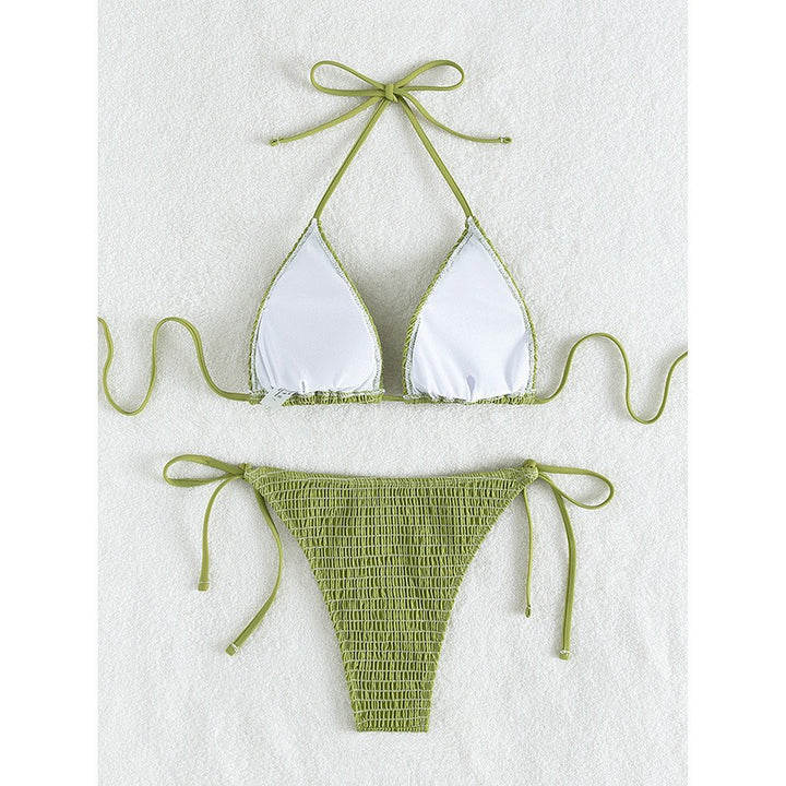 Damen Triangel-Bikini-Set mit feinen Rüschendetails und verstellbaren Bindebändern Drune