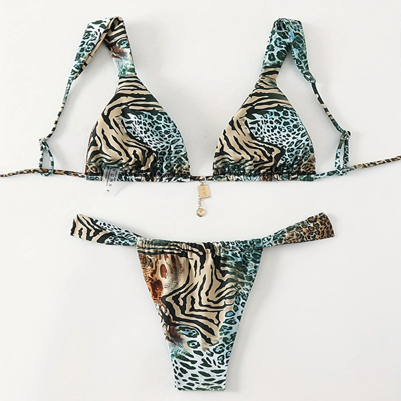 Damen Triangel-Bikini mit raffiniertem Leopardenmuster Drune