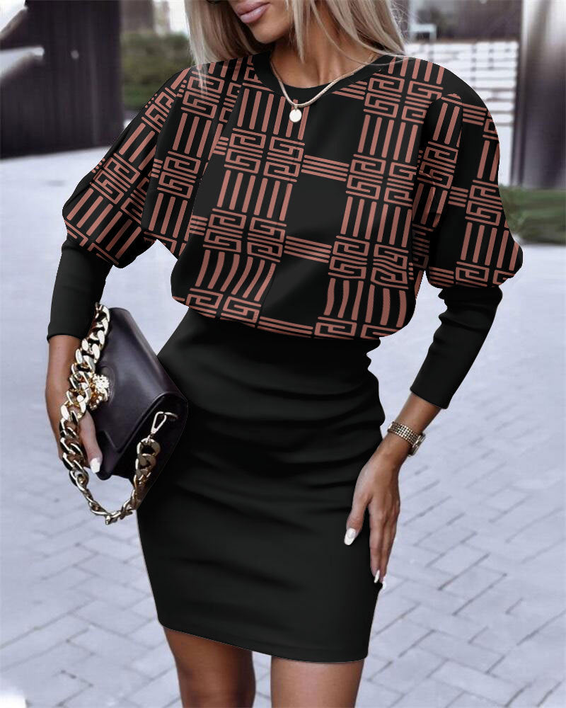 Damen figurbetontes Kleid mit puffärmelndem Oberteil und elastischer Taille Drune