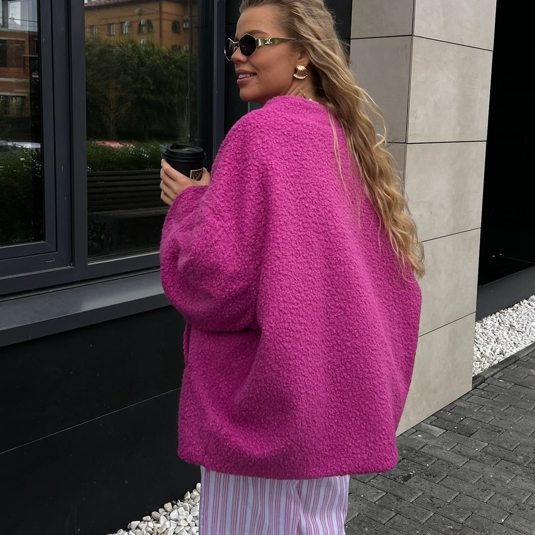 Damen Oversized Fleecejacke mit kuscheliger Innenseite und modischem Schnitt Drune