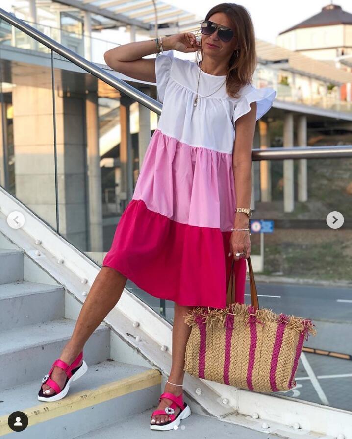 Damen lässiges Sommerkleid mit modischem Volantdesign und luftigem Schnitt Drune