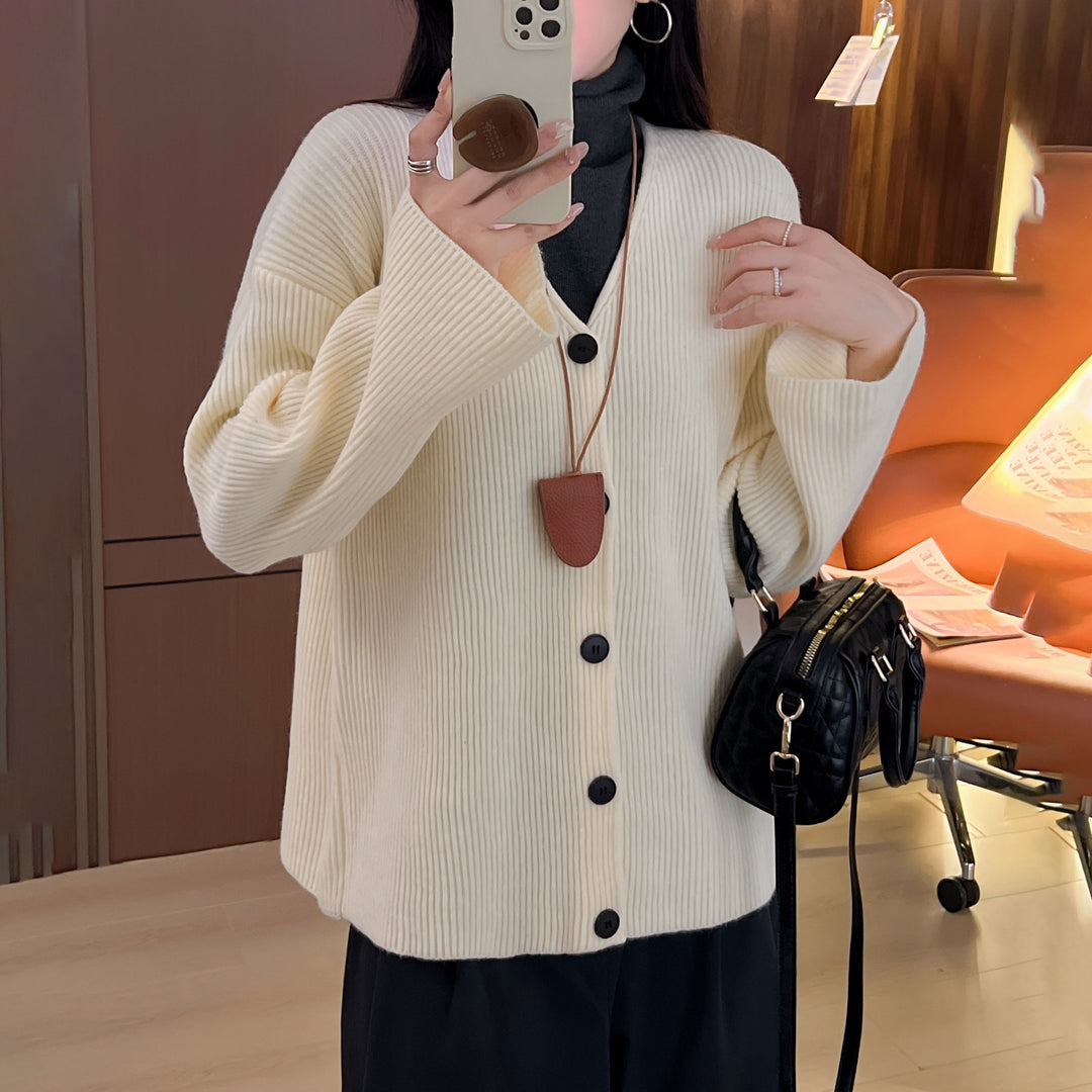 Damen Grobstrickjacke mit lässigem Schnitt und tiefen Ärmeln Drune