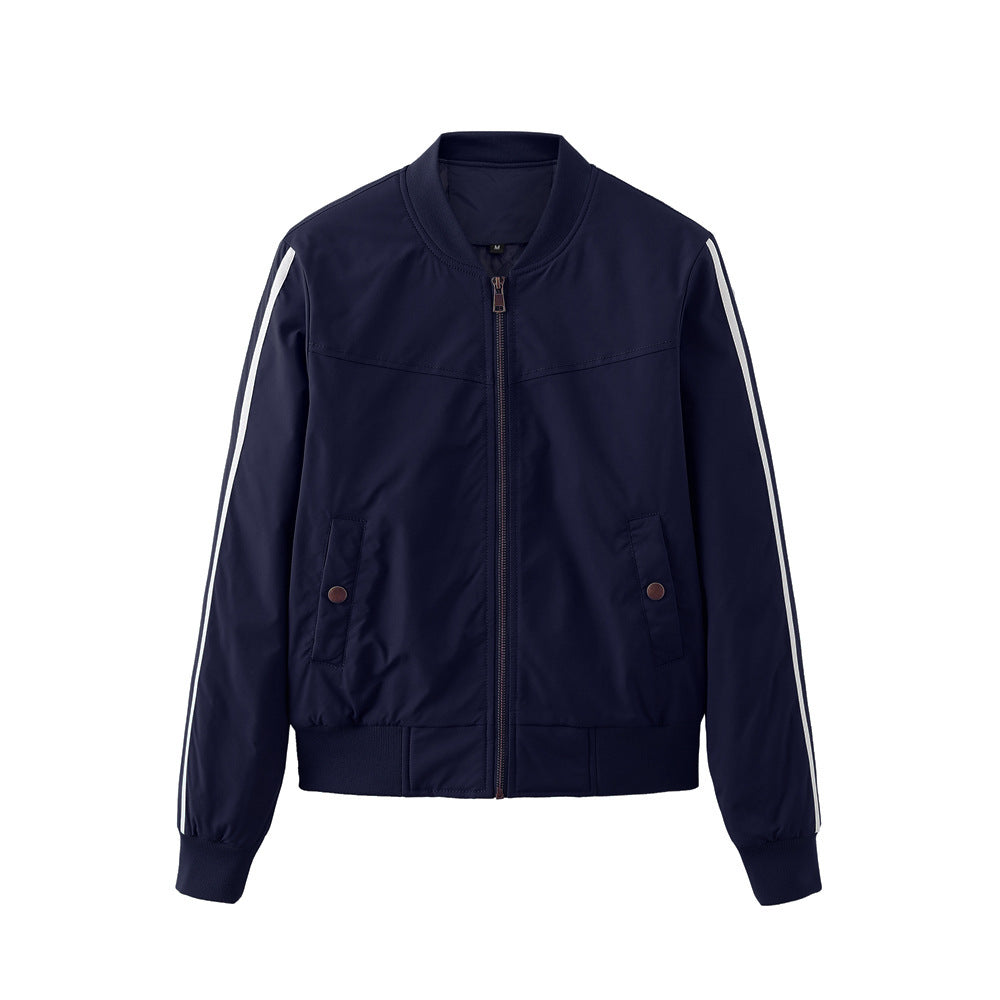 Damen sportliche Bomberjacke mit modischen Seiteneinsätzen und elastischen Bündchen Drune