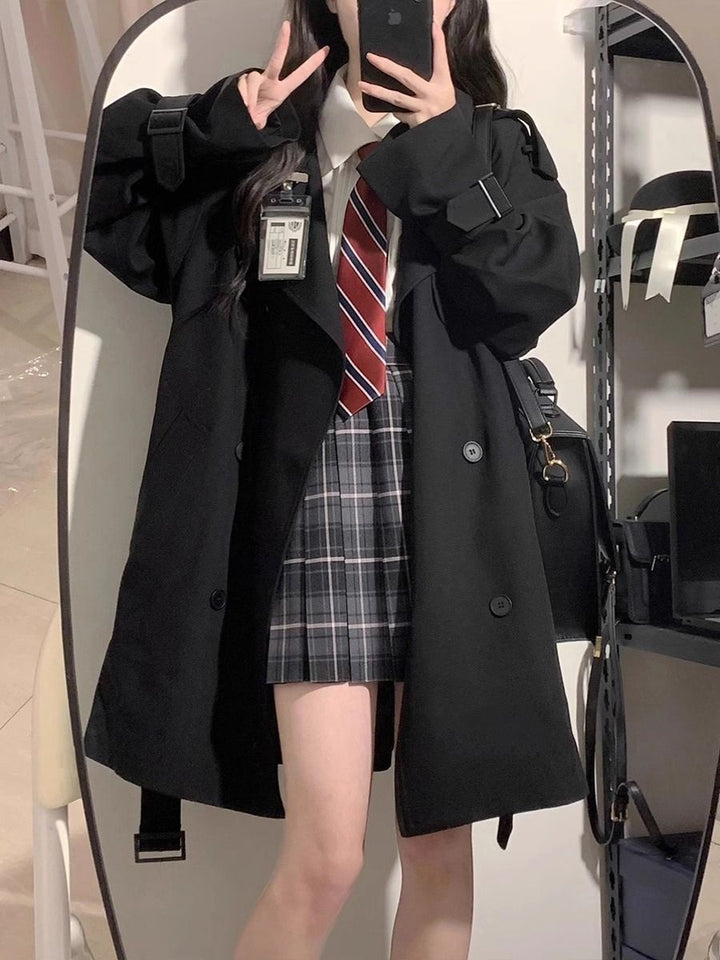 Damen Modischer Trenchcoat mit oversized Schnitt Drune