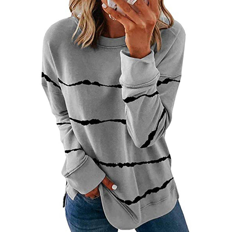 Damen Freizeit Sweatshirt mit modernen Streifen Drune