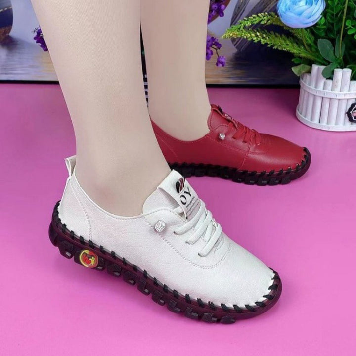 Damen nan komfortable handgenähte Slipper-Sneaker mit ergonomischem Fußbett und profillaufsohle Drune