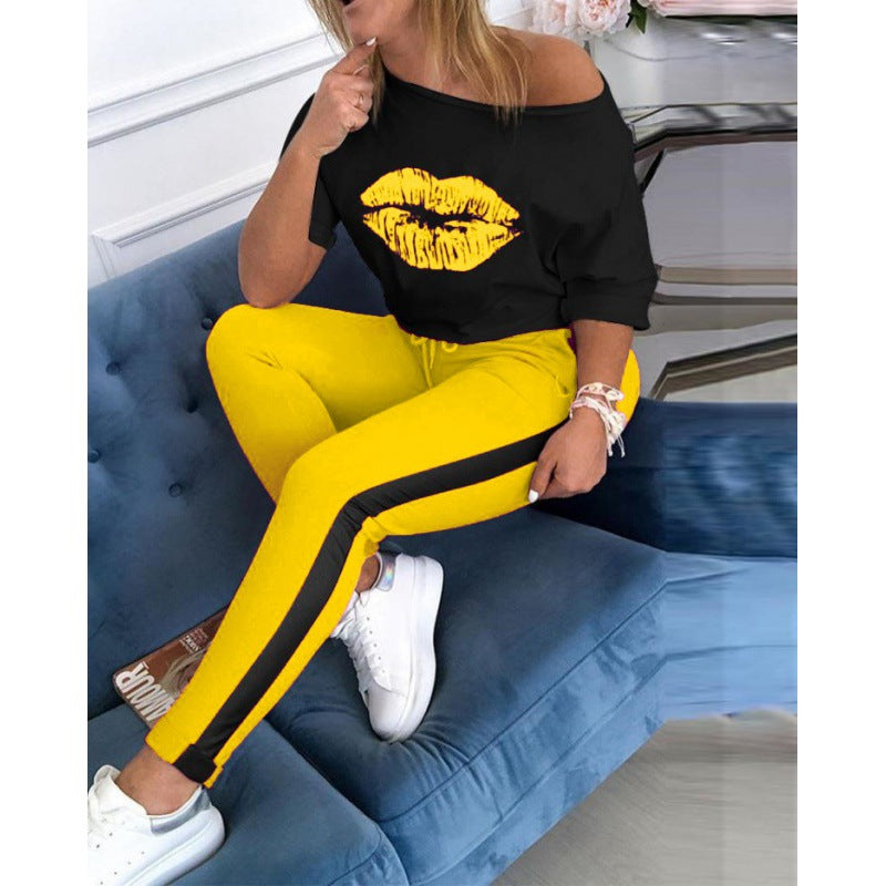 Damen Sportleggings im modernen Color-Block-Design mit elastischem Bund und hoher Taille Drune