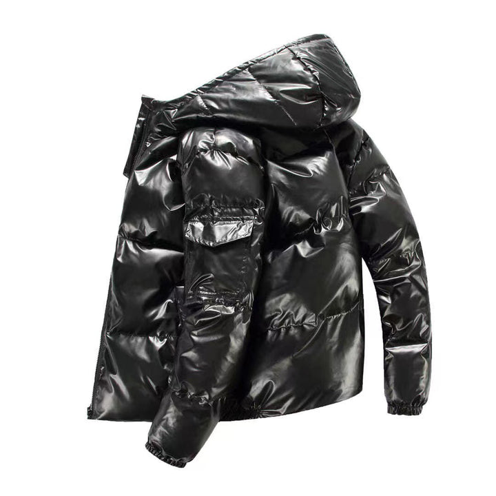 Herren nan glänzende Steppjacke mit Kapuze, wattierter Thermofütterung und wasserabweisender Lackoptik Drune
