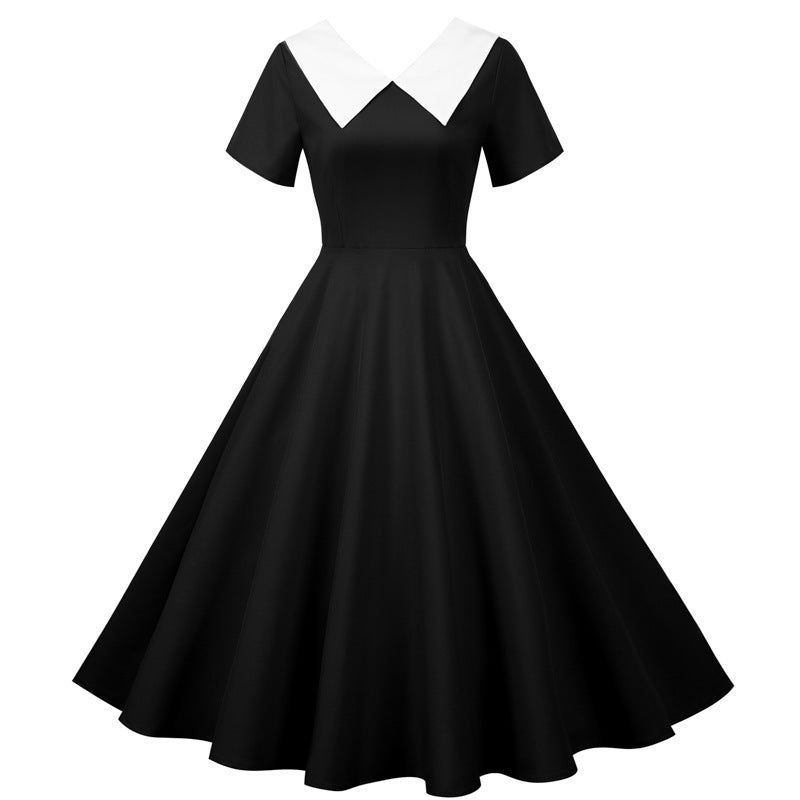 Damen Swingkleid mit elegantem Kragen und schwingendem Rock Drune