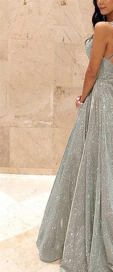 Damen Abendkleid mit schimmernden Akzenten und voluminösem Rock Drune