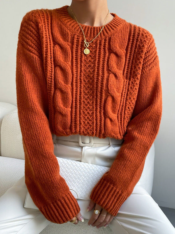 Damen Grobstrickpullover mit Zopfmuster und lässigem Schnitt Drune