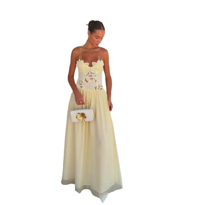 Damen Elegantes Blumendesign Kleid Drune