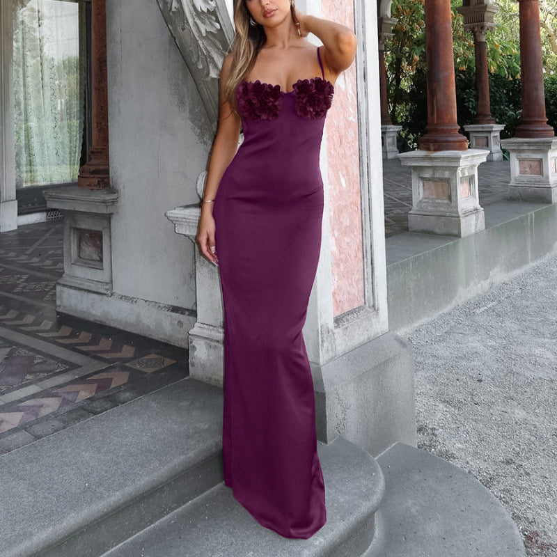 Damen Figurnahes Abendkleid mit floralem Detail und schulterfreien Trägern Drune