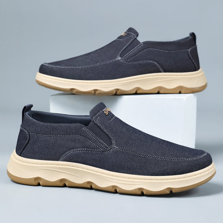 Herren nan leichter Slip-On Canvas-Sneaker mit elastischem Einstieg, gepolsterter Innensohle und profiliert rutschfester Gummilaufsohle Drune