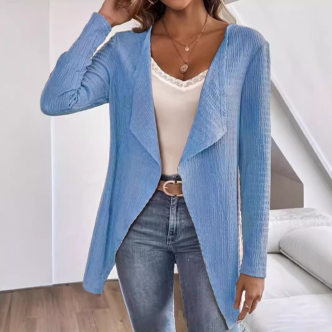Damen elegante Jacke mit lässigem Schnitt und strukturiertem Gewebe Drune