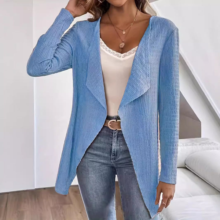 Damen elegante Jacke mit lässigem Schnitt und strukturiertem Gewebe Drune