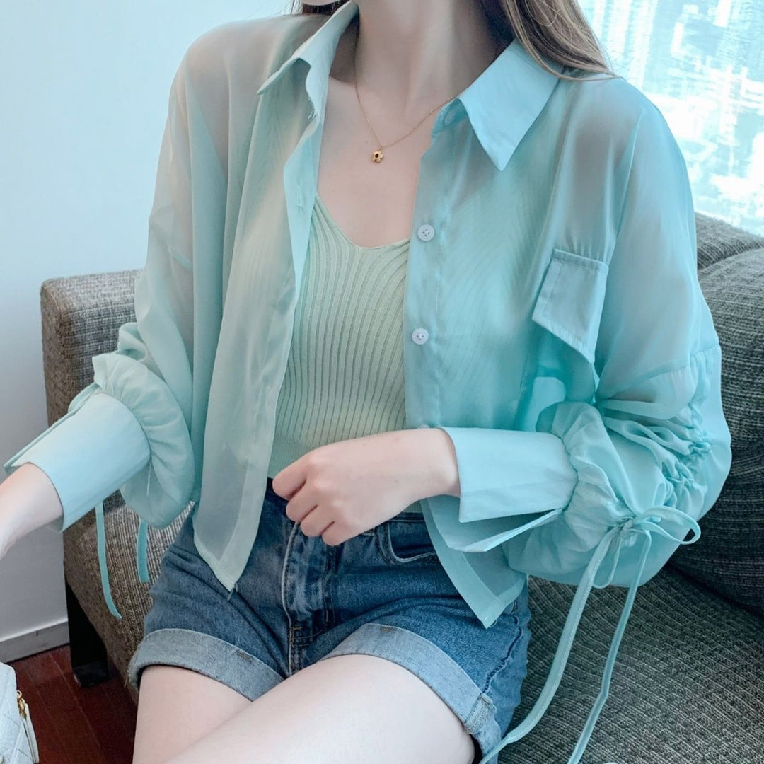 Damen Transparente Bluse mit innovativen Details Drune