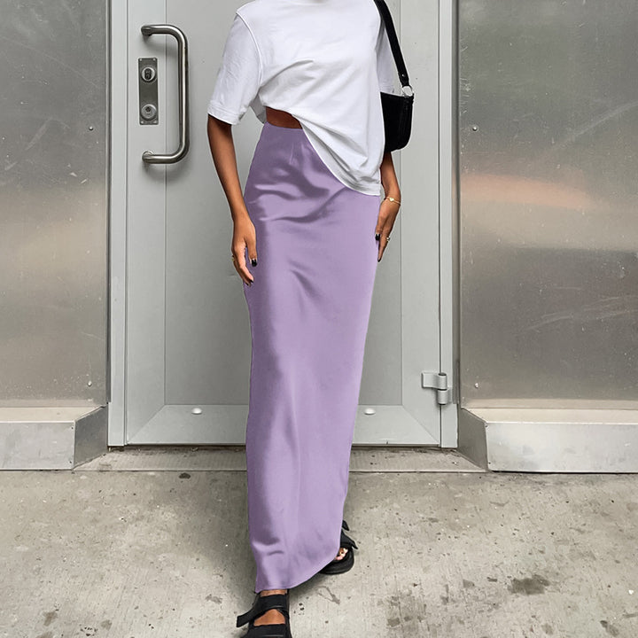 Damen Maxirock mit fließendem Satin-Finish und seitlichem Schlitz Drune