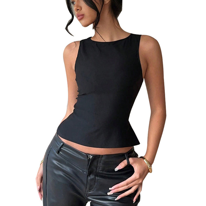 Damen ärmelloses Oberteil mit asymmetrischem Schnitt und elegantem Design Drune