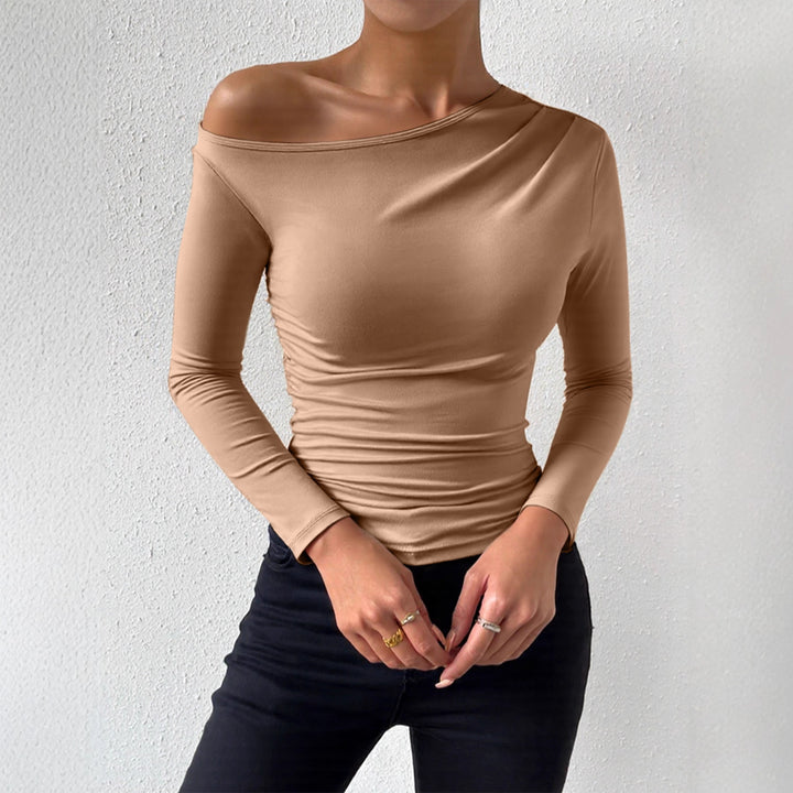 Damen Langarmshirt mit asymmetrischem Ausschnitt und figurformendem Schnitt Drune