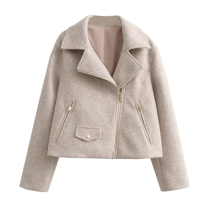 Damen modische Übergangsjacke im lässigen Stil aus weichem Material mit praktischen Taschen Drune