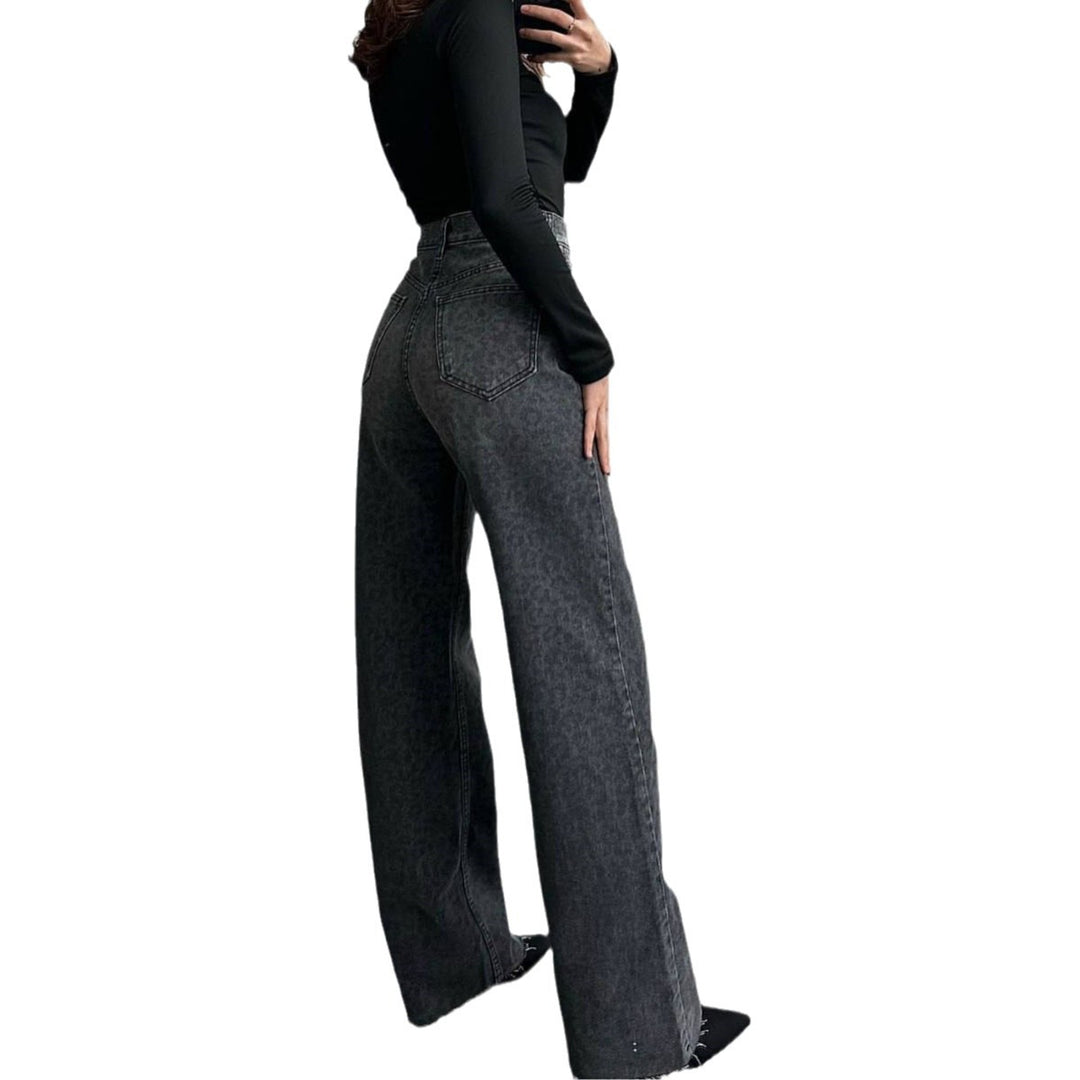 Damen Jeans im modischen Schlangenmuster mit hohem Bund und geradem Schnitt Drune