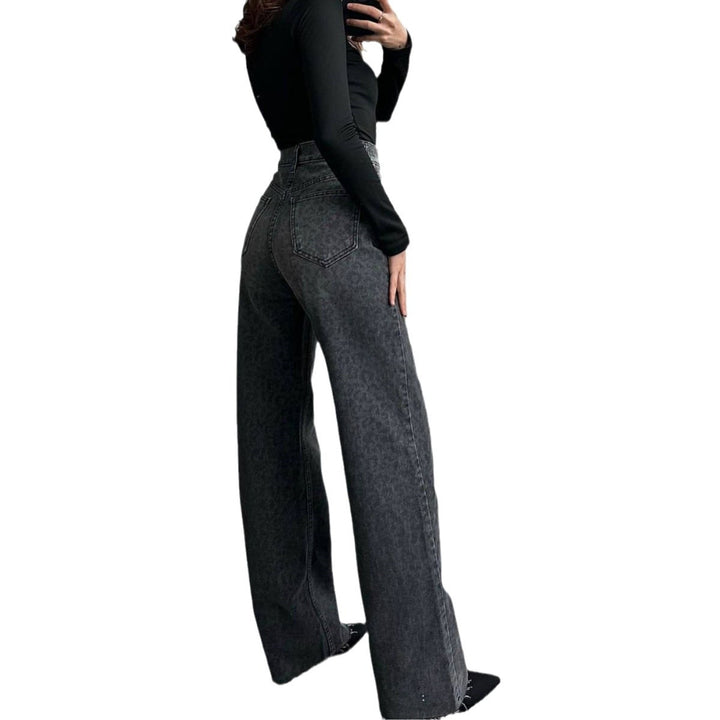 Damen Jeans im modischen Schlangenmuster mit hohem Bund und geradem Schnitt Drune